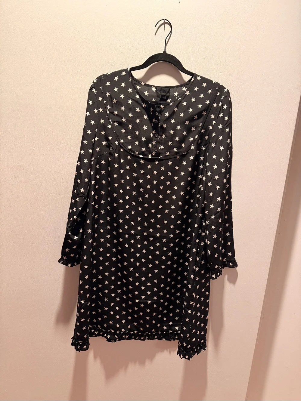 J.Crew Black & White Star Print Long Sleeve Dress